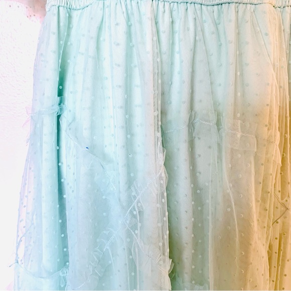 Polagram Mint Green Tulle Swiss Dot Smocked Tiered Dress. - Picture 11 of 16